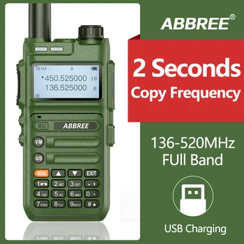 ABBREE AR-F5 Wireless Copy Frequency Walkie Talkie 136-520 МГц Полнодиапазонная 10 Вт Мощная 5800 мАч Дальнобойная Двусторонняя радиостанция