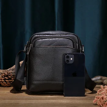 Высококачественная мужская кожаная вертикальная сумка через плечо, деловая уличная мини-сумка для мобильного телефона, сумка-мессенджер