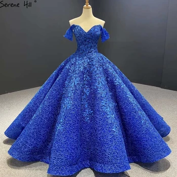 Дизайнер Serene Hill Dubai Королевское Синее Сексуальное Свадебное платье без рукавов с модными Винтажными аппликациями Новое Свадебное платье 2023 CHM66601