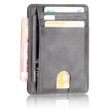 Тонкий RFID Блокирующий Кожаный Кошелек, Держатель Для Кредитных ID-Карт, Кошелек для Денег, Чехол для Мужчин, Женщин, Модная Сумка 11,5x8x0,5 см, Высокое Качество