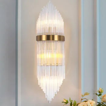 Современный минималистичный настенный светильник из хрусталя, выставочный зал, прихожая, индивидуальность, прикроватный фон, настенный светильник