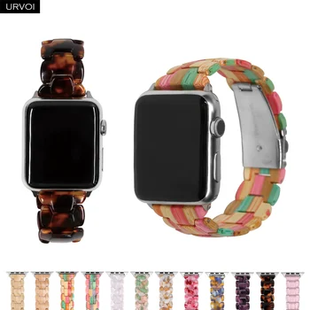 Браслет URVOI link для Apple Watch ultra 8 7 6 SE 54321 ремешок из цельной смолы для iwatch бамбуковый деревянный ремешок 41 45 мм современный стиль