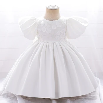 Новогоднее детское платье принцессы с коротким рукавом для девочек, белое платье для крещения, свадебные платья с большим бантом на день рождения.