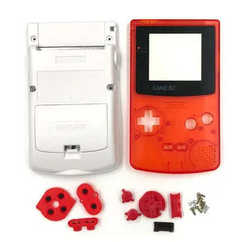 Прозрачные красно-белые чехлы с полным корпусом для игровой консоли Nintendo Gameboy color GBC shell case cover