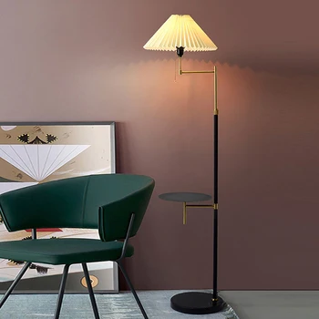 Торшер со светодиодной подсветкой для спальни, гостиной, простой современный теплый креативный прикроватный светильник рядом с диваном, тканевые полочные светильники