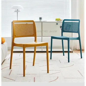 Скандинавский пластиковый стул, обеденный стул, домашний современный стул с простой спинкой, магазин молочного чая, стул для творческого досуга, стул для приема и переговоров