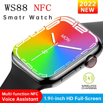 LEMFO NFC Смарт-часы Серии 8 Мужские Женские Умные Часы 2022 Для Мужчин Bluetooth Вызов Беспроводная Зарядка 1,96 Дюйма 320 * 390 HD WS88