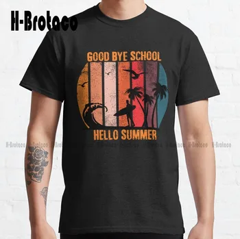 Прощай, школа, Здравствуй, летняя классическая футболка, голубая рубашка, высококачественные Милые Элегантные Милые хлопковые футболки с рисунком Каваи