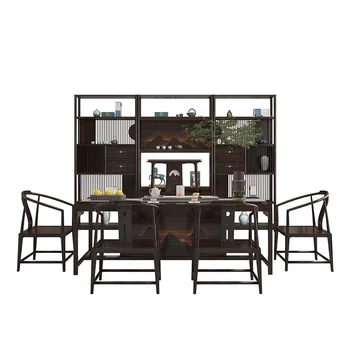 Новый набор столов и стульев из массива дерева в китайском стиле, чайный столик Дзен Кунг-фу, простой чайный столик, офисный стол для приготовления чая