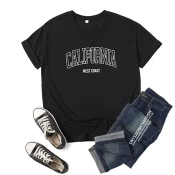Женская футболка California West Coast для девочек с графическим принтом Harajuku 2023 Streewear Повседневная женская одежда Y2K Tops Tee
