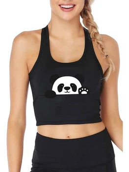 Мультяшная Китайская панда, Сексуальный укороченный топ, Настраиваемые Дышащие майки из чистого хлопка, Повседневная майка для любителей животных