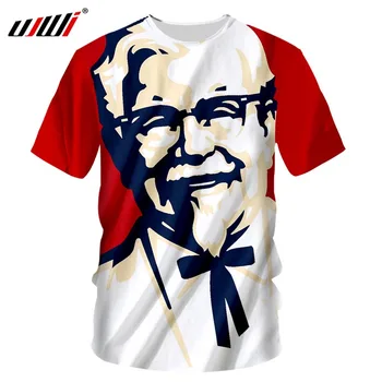 UJWI Новая летняя футболка В повседневном стиле, мужская одежда с 3D принтом дедушки KFC, мужская модная Обычная футболка с круглым вырезом в стиле Хип-хоп, Прямая поставка