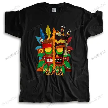 Мужская летняя футболка с круглым вырезом, свободные стильные черные футболки Crash Bandicoot Aku Uka, брендовая футболка унисекс, повседневные футболки, топы