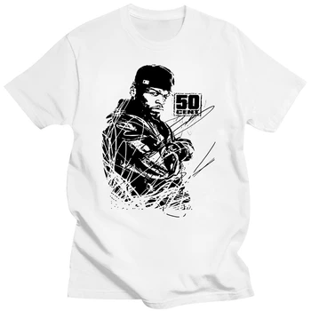 Портретное изображение 50 Cent Scribble, белая футболка, новая футболка в стиле рэп-хип-хоп Fifty, брендовая одежда