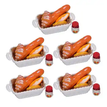 Мини-игрушки для еды 5 комплектов пластиковых миниатюр для кукольного домика Food Vivid в масштабе 1:12 Аксессуары для кукольного домика Маленькие украшения