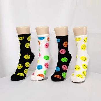 Новые Корейские Модные Носки InsSmiley Face, Милые Красочные Забавные Носки Для Скейтбординга Для Уличных Девушек, Лидер Продаж