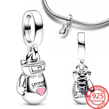 Романтическая Боксерская перчатка из стерлингового серебра 925 пробы, подвешенный шарм, подходит для Pandora, оригинальный браслет для подарка девушке, украшения своими руками
