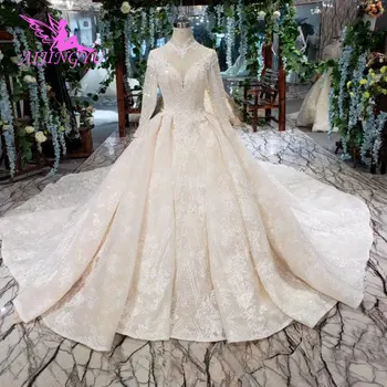 AIJINGYU Свадебное Скромное Платье С кружевами С рукавами Наряды Большой Бал Роскошные Свадебные платья