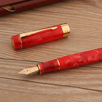 Jinhao 100 Акриловая авторучка arrow cherry red Spin Elegante Signature Ручки с золотыми чернилами Канцелярские принадлежности