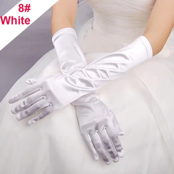 Модные женские длинные перчатки, Атласные, Белые, Черные, фиолетовые, на полный палец, Черные перчатки для новобрачных, аксессуары для свадебных фестивалей, вечеринок