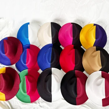 Фетровая шляпа новинка 2023 года, новейшая двухцветная винно-красная + белая модная весенняя джазовая шляпа унисекс, фетровая весенне-осенняя шляпа кепкамужския