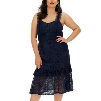 Женское платье xl-4xl без рукавов в кружевную полоску NY51 FX220842, женские элегантные платья для дам