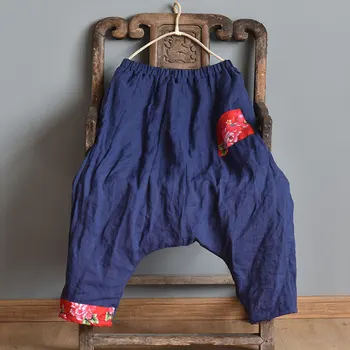 Женские свободные лоскутные брюки с эластичной резинкой на талии, женские осенне-зимние шаровары, женские шаровары 2019