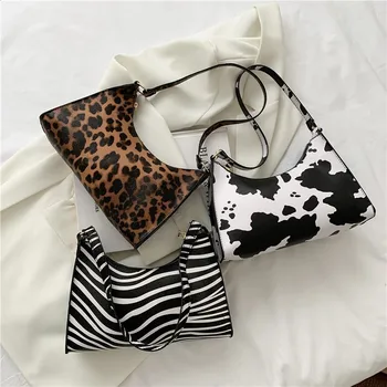Новые модные женские сумки с принтом Зебры, леопарда, коровы, женская сумочка подмышками, сумка-Хобо, стильная сумочка