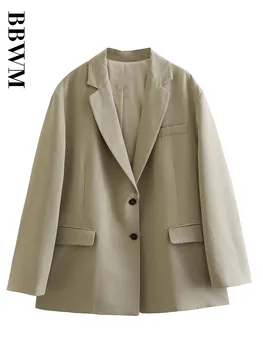 Блейзер Женский 2023, Модный раздельный дизайн, Льняные блейзеры, пальто, женский винтажный пиджак с длинным рукавом, женская свободная верхняя одежда, Шикарные топы