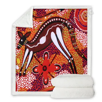 Живопись коренных народов Австралии 3D Шерп Одеяло прямоугольник Домашний текстиль Флисовое носимое одеяло Пледы Домашний декор