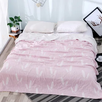 Пшеничный колос, Многофункциональное Клетчатое Хлопчатобумажное Марлевое одеяло на кровать, Диванные одеяла для гостиной, Тонкое покрывало на кровать, Летнее одеяло