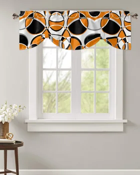 Геометрическое абстрактное Современное искусство Оранжевые кухонные шторы Балконные Регулируемые Римские жалюзи Маленькая короткая занавеска для гостиной