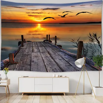 Пляжный пейзаж с закатом, Гобелен, висящий на стене, большая набивная ткань, Эстетичный Красивый природный пейзаж, украшение дома в комнате общежития
