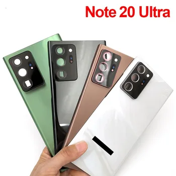 Для Samsung Galaxy Note20 Note 20 Ultra N980 N986 Стеклянная задняя крышка батарейного отсека Задняя дверная панель Корпус корпуса Объектив камеры Заменить логотип