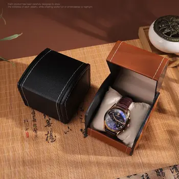 Изысканный держатель для наручных часов из искусственной кожи, Винтажный контейнер, коробка для хранения, Подарочный футляр, коробка для часов