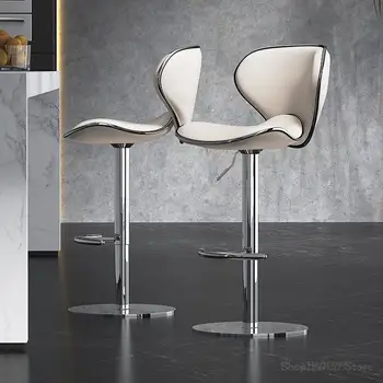Дизайнерские мобильные барные стулья из Скандинавской кожи и Белого Металла Высотой со стойку Кресло для ожидания Bancos De Bar Библиотечная мебель YYY40XP