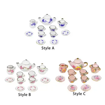 11 предметов Чайный сервиз в виде мини-кукольного домика Украшение для кухни Игровой набор Керамический