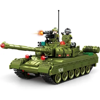 Вторая мировая война WW2 Армия Военные Солдаты Городская полиция спецназ Т-80 Основная боевая модель танка Строительные блоки Кирпичи Детские игрушки
