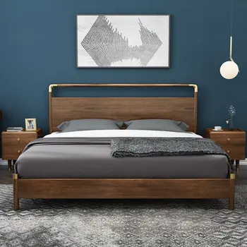 Каркас Кровати из Американского массива Дерева для Мебели Спальни Современная Светлая Роскошная Кровать для Главной Спальни Простая Бытовая Двуспальная Кровать 1,8 м