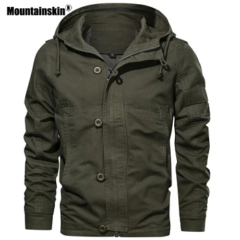 Mountainskin Осенняя Мужская куртка С капюшоном 2021, Новое Мужское повседневное пальто в стиле Милитари, Модное Приталенное Мужское Брендовое пальто, Размер EU SA725
