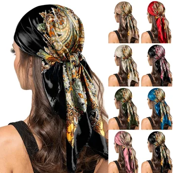 Женский модный атласный квадратный головной платок, легкие шейные платки, бандана для волос, шейный платок стоимостью менее 6 долларов, женские активные повязки на голову