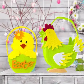 Корзина для рук из новой праздничной нетканой ткани Happy Easter Cute Chicken Storage Tote для Пасхальной вечеринки