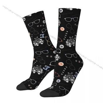 Забавные мужские носки с черной оптикой в винтажном уличном стиле Харадзюку, новинка, подарочный дизайн носков Crew Crazy