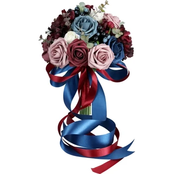 Свадебный букет из искусственных роз, цветок невесты с кружевом, букеты подружек невесты для церковной вечеринки, День Святого Валентина