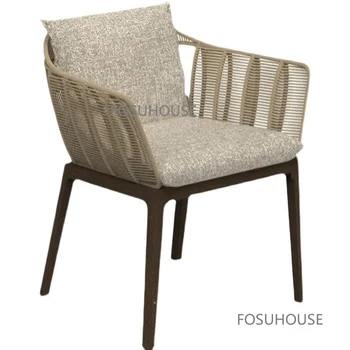 Скандинавский уличный ротанговый стул для отдыха во дворе виллы Имитация уличной мебели Спинка подлокотник стул для столовой пляжные стулья