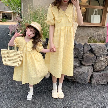 HoneyCherry Летние платья для матери и дочери, платья для родителей и детей, Тонкие платья для девочек, Подходящая одежда для матери и дочери