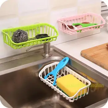Кухонная дренажная полка с двойной присоской, Стеллаж для хранения губки для мытья посуды, случайный цвет