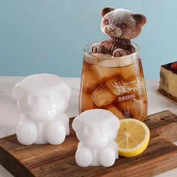 3D форма для плюшевого мишки со льдом Силиконовые формы для кубиков льда для виски, кофе, чая, шоколада, свечей, литье из смолы Без BPA