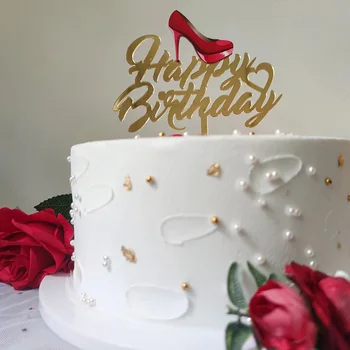 2021 Высокие Каблуки Леди С Днем Рождения Акриловый Топпер Для Торта Свадебные Девушки Топперы для Торта на 16 18 21 День Рождения Украшения Для Торта