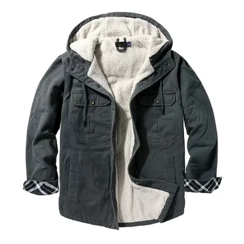 Зимняя утепленная куртка, теплая мужская однотонная куртка с капюшоном, плюшевая мужская бейсбольная повседневная одежда, толстовки на молнии в стиле хип-хоп, пальто